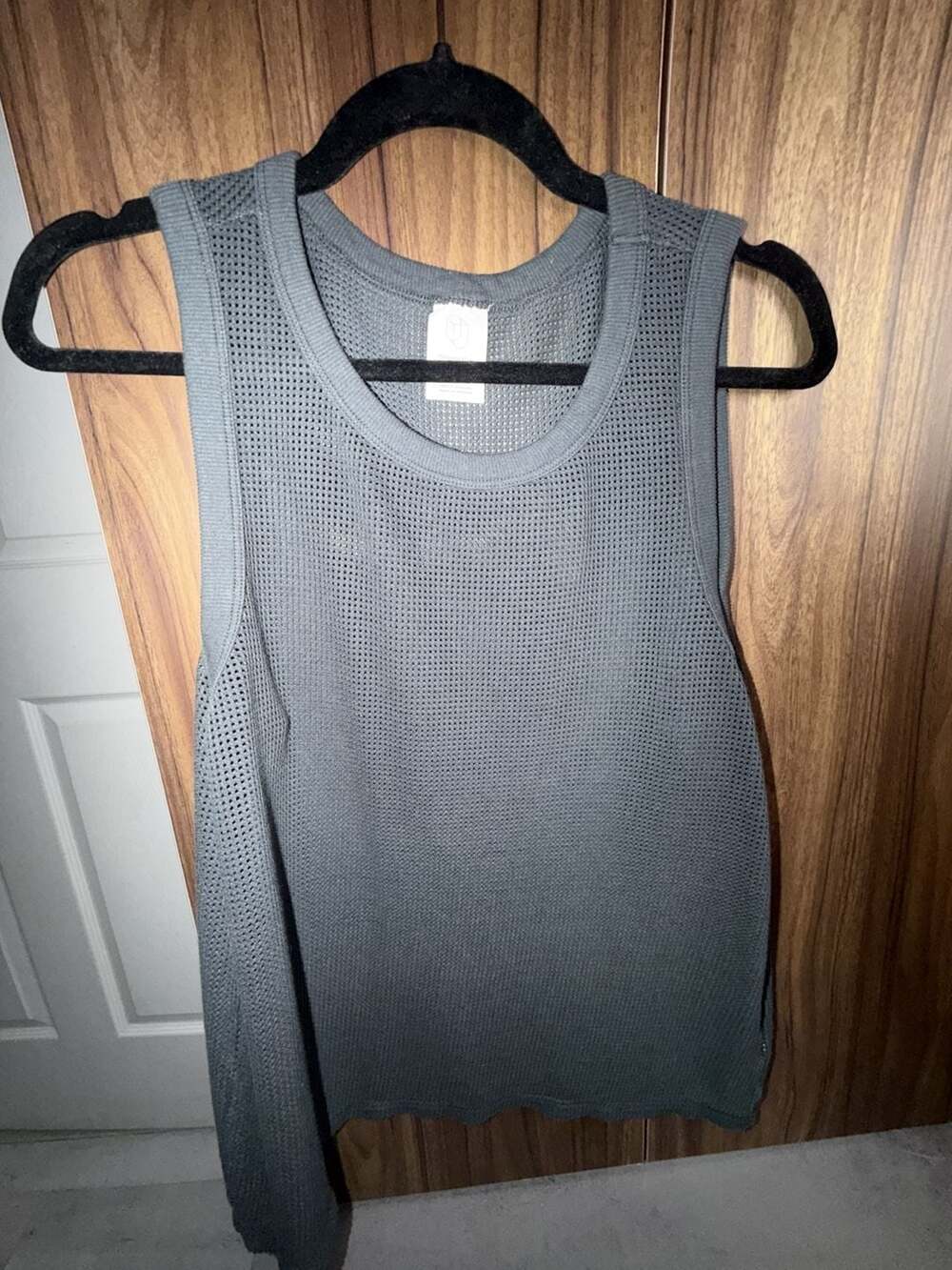 Original Use Men's Open Knit Mesh Tank Top in Sage Green